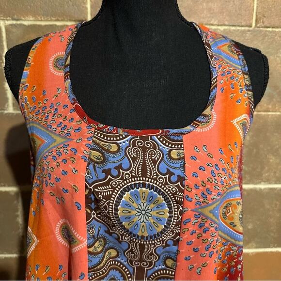 Fashion Fuse Paisley Colorblock Racer Back Flowy Tank Top Women's S Small - Picture 3 of 8